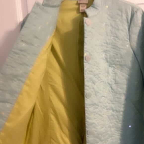 Vintage Sigrid Olsen Jacket Woman's Size Small Petite Light Blue Quilted Sequin - Picture 5 of 8